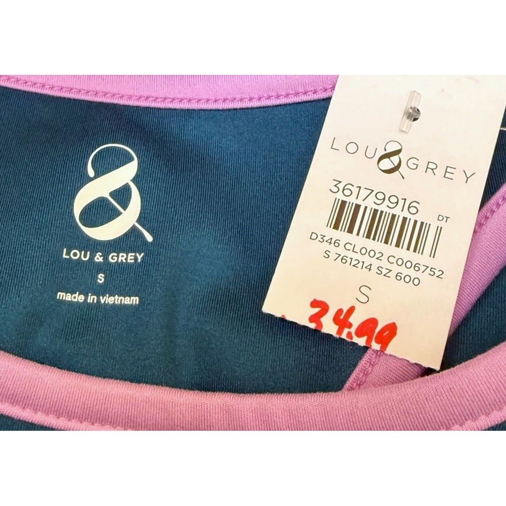 Lou & Grey Softsculpt Active Colorblock Racerback Tank Top Teal Pink Size S NEW - Picture 2 of 10